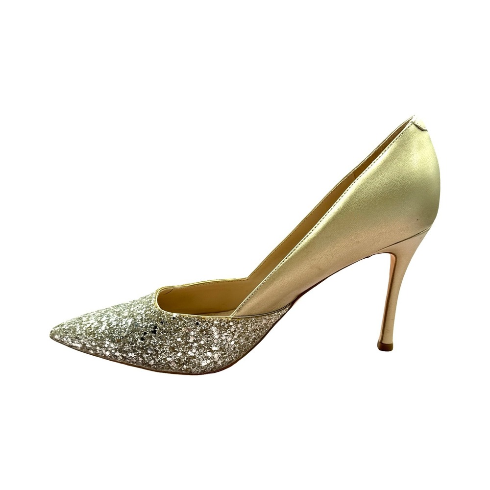 Gold Glitter Pointed Toe Pumps Womens Size 9 Stiletto Evening Party Heels - Picture 6 of 13